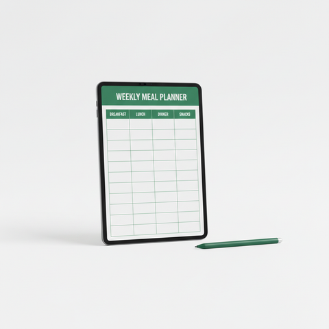 Weekly meal planner page from the undated Meal Planner on an iPad
