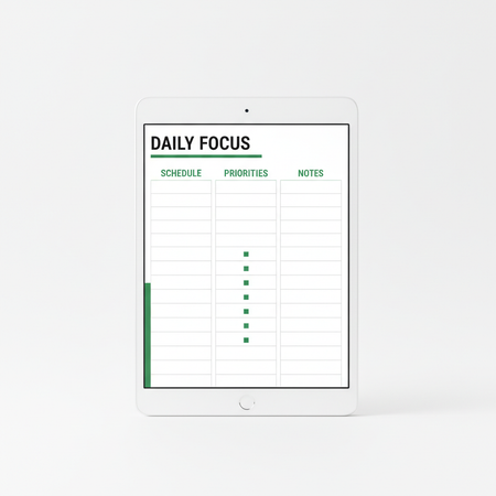 Daily Focus page from the Digital Weekly Planner on an iPad
