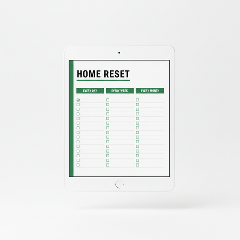 Home Reset page from the UK Family Organiser on an iPad