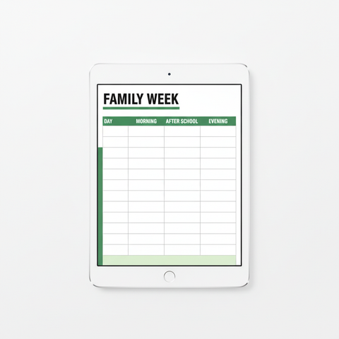 Family Week page from the UK Family Organiser on an iPad
